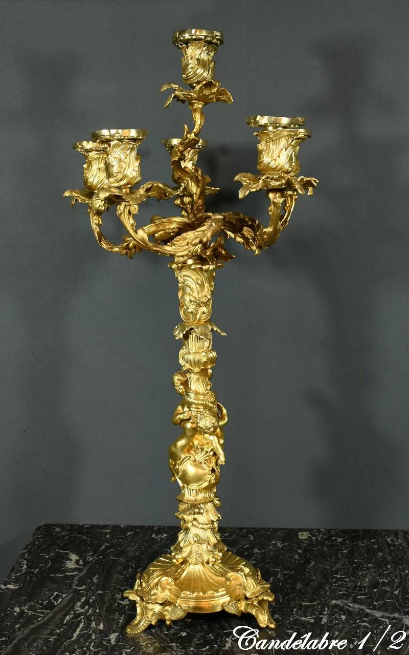 Bronze Candelabra, after J-A. Meissonnier, Rococo style, Napoleonic era