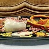 Large Vallauris slip dish 57x25 cm lobster fish