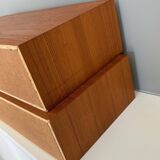 pair of teak wall-mounted bedside tables - Denmark 1960s