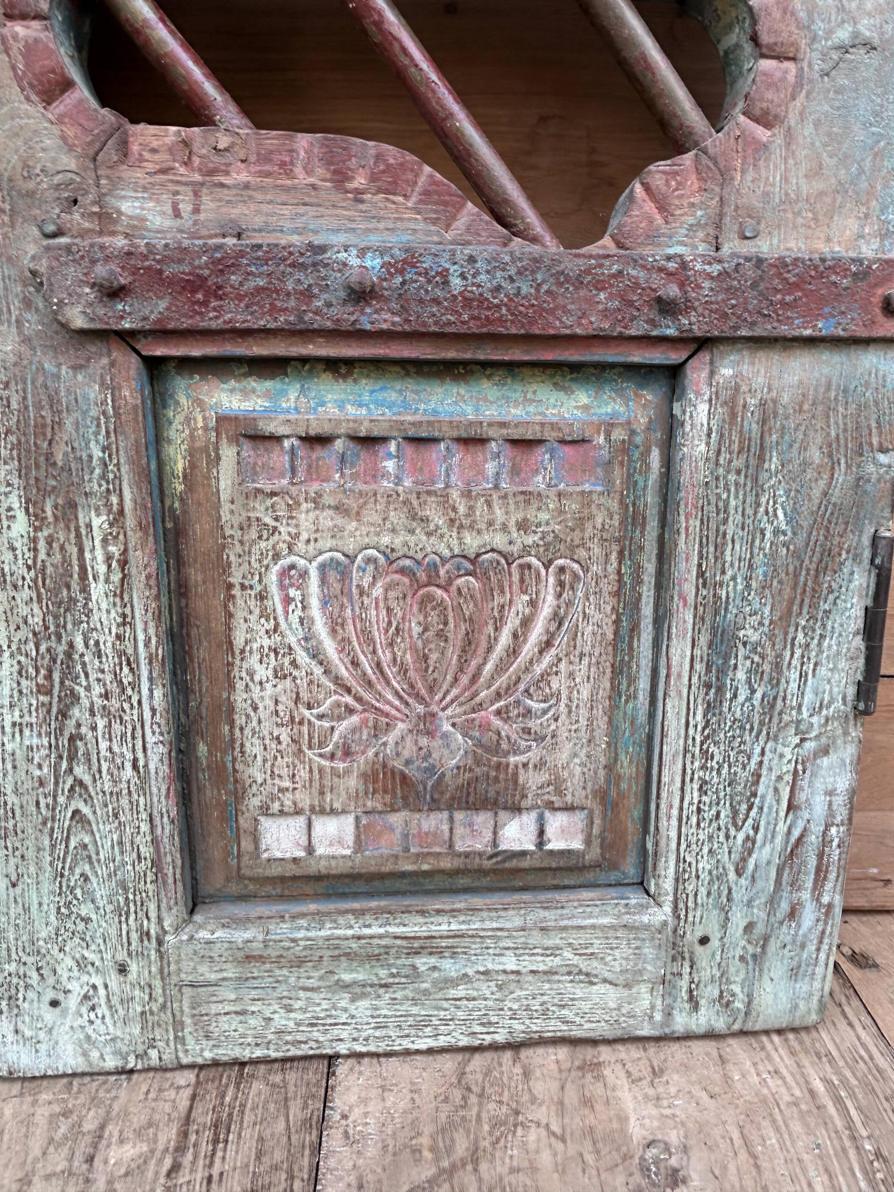 Art Deco patio door in Burmese teak with original patina.