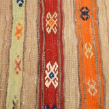 142x231Cm Multicolor Vintage Kilim Rug, Handmade Wool Rug
