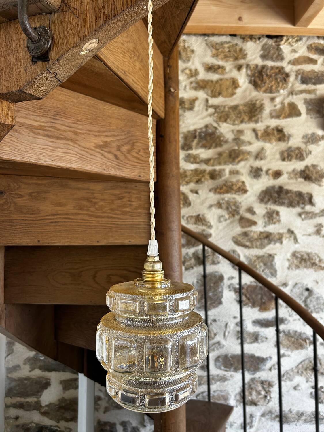 Modern glass globe pendant light from the 60s