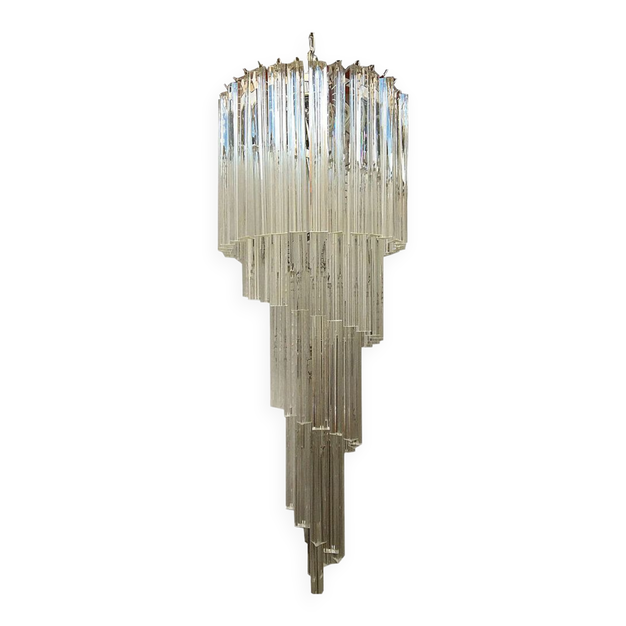 Clear triedro murano glass twister chandelier