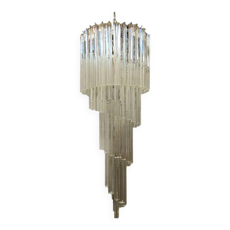 Clear triedro murano glass twister chandelier