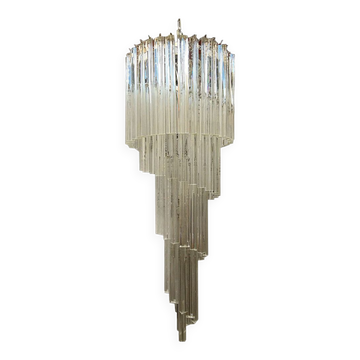 Clear triedro murano glass twister chandelier