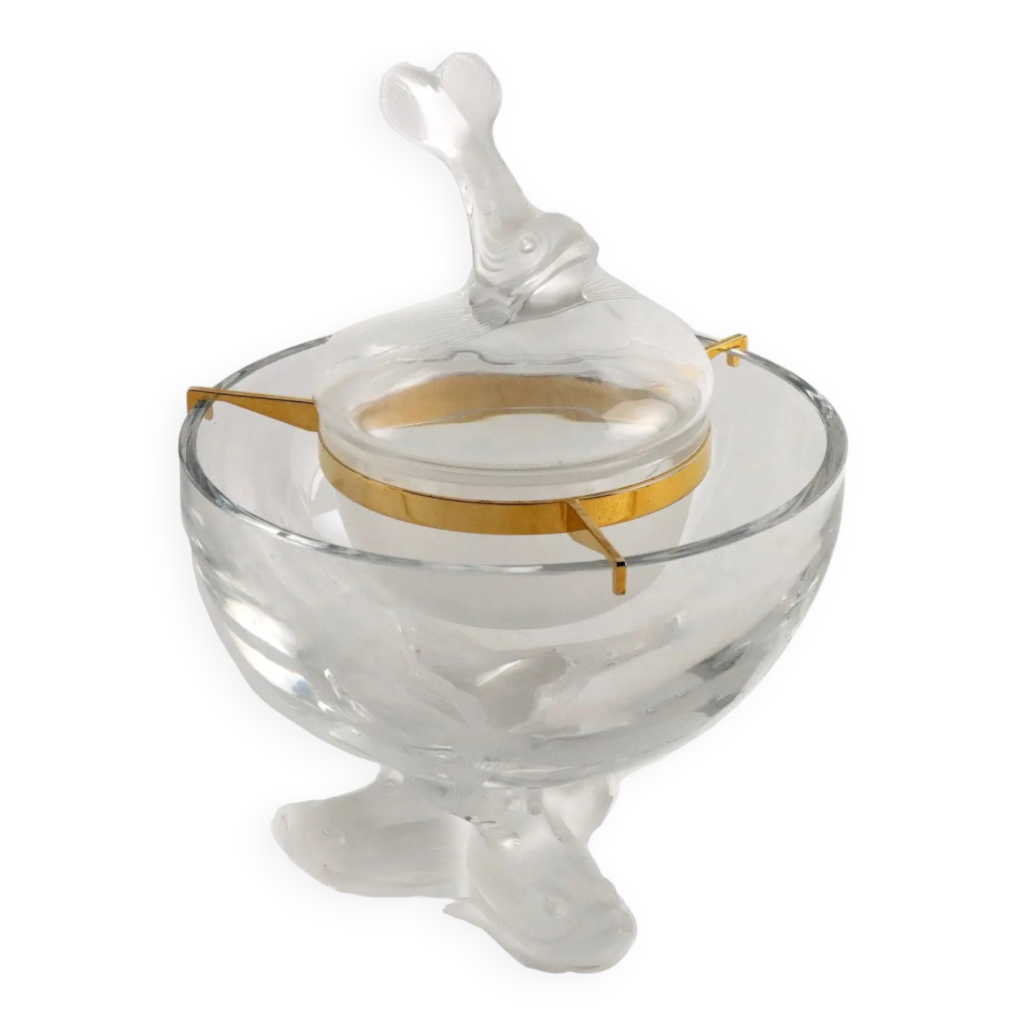 Coupe à caviar vintage Lalique en cristal, France, XXe siècle
