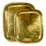 Duo of solid brass trays