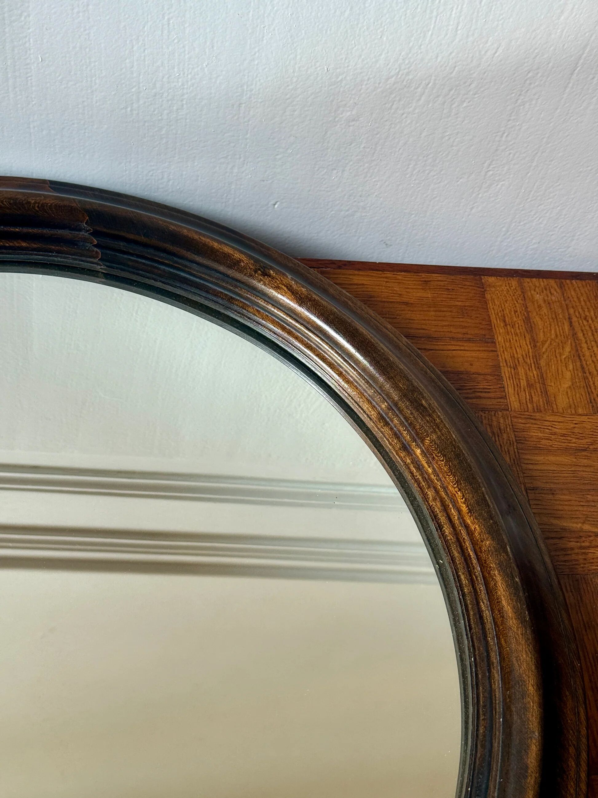 Minimalist round wooden mirror