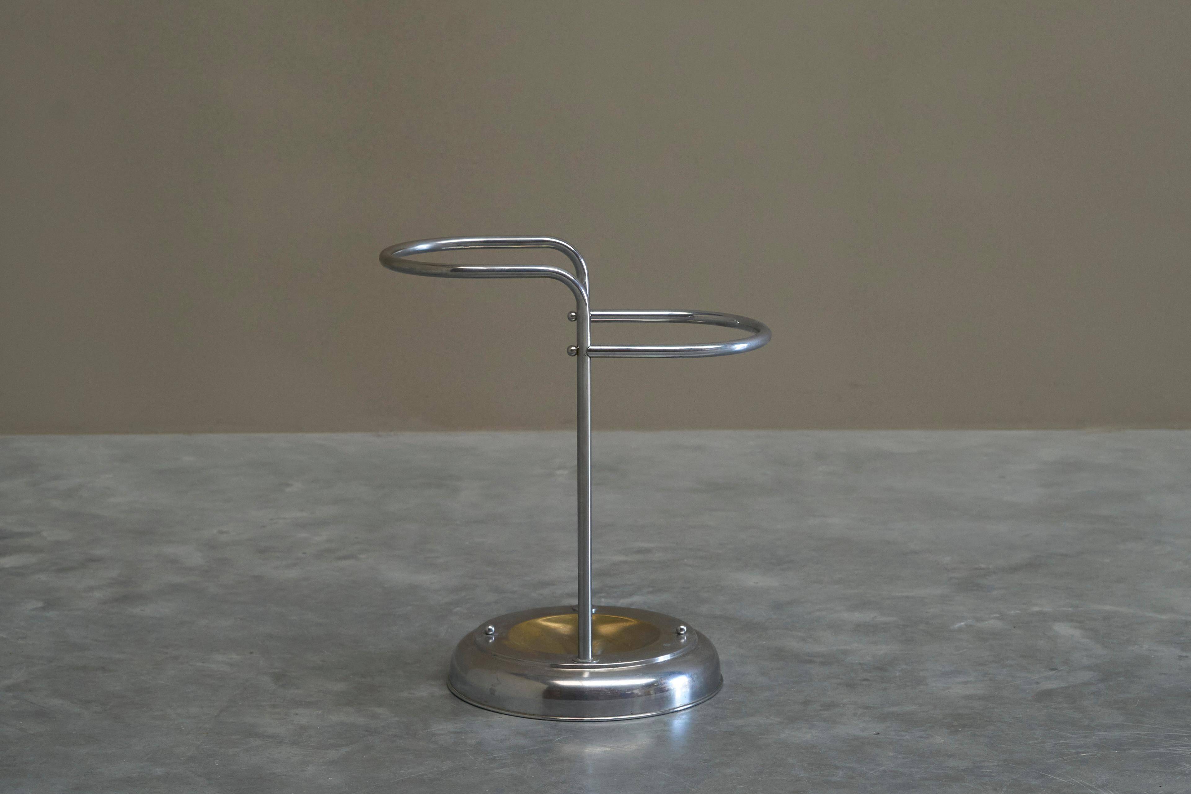 Bauhaus-style umbrella stand in chrome brass, 1960s