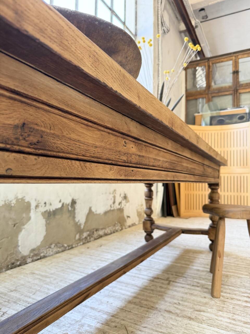 Solid oak drapery farmhouse table 2m5 XL