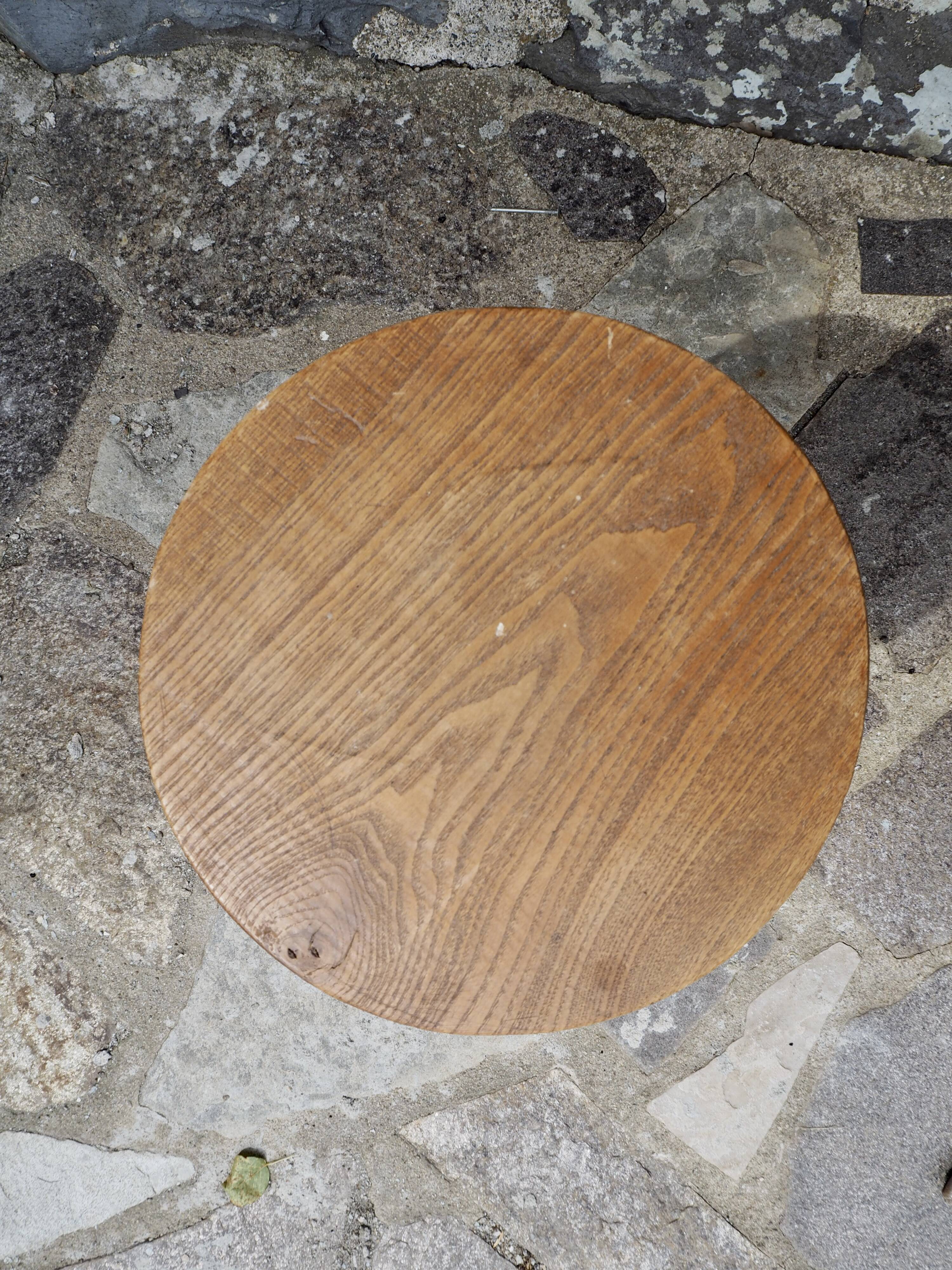 Pair of solid wood tripod stools