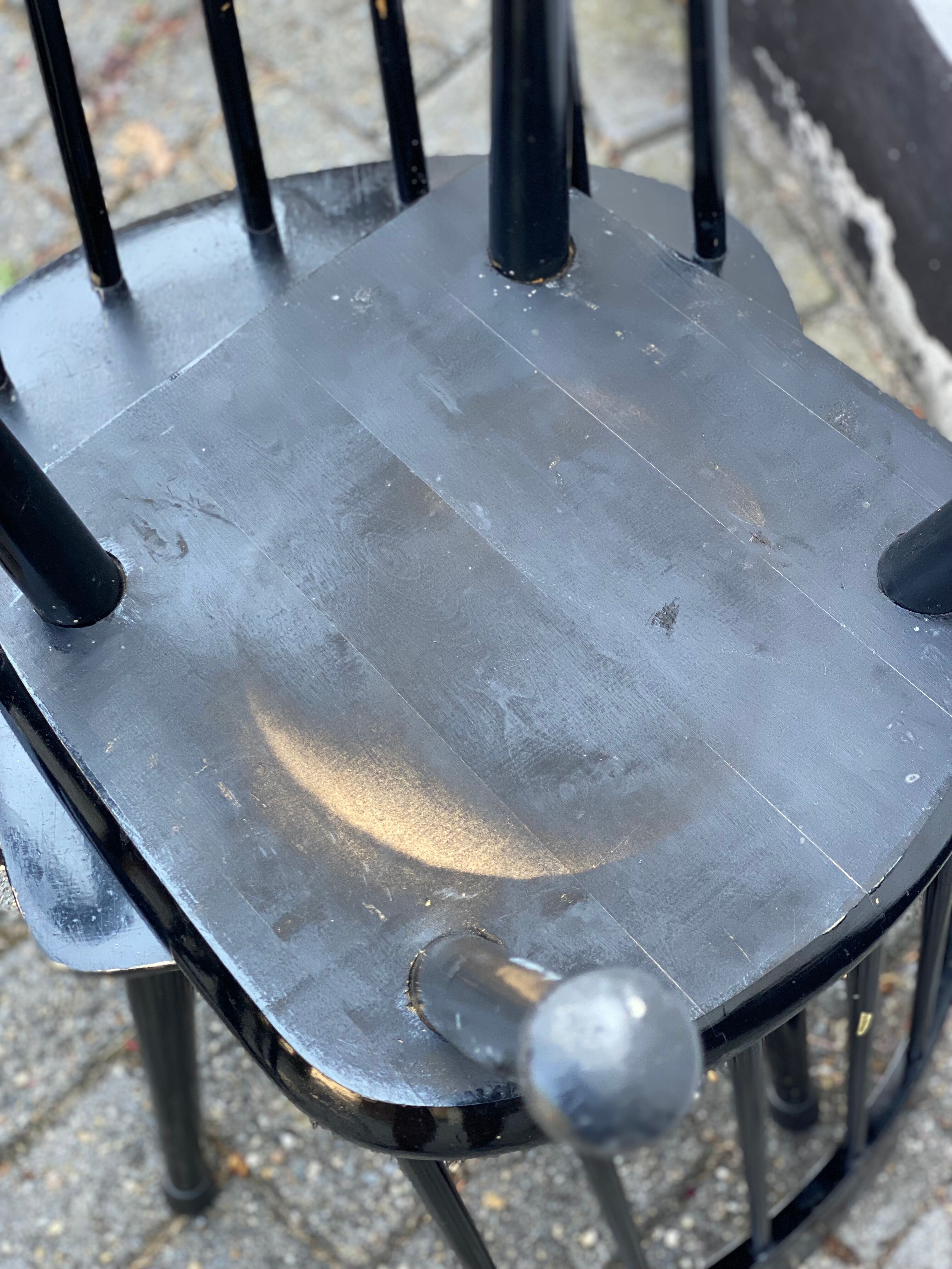 Set of 4 black laquered dining chairs