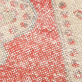 Red and beige wool turkish rug 198x112cm