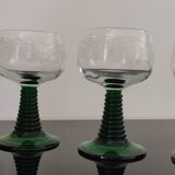 4 old Alsatian Roemer wine glasses decorated with vines