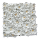 Art mural 3D flower sculpture in clay on handmade canvas.