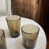 Six glasses, smoked glass, Vereco, 1970s
