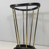 Umbrella stand in blackened wood and brass. Attributed to Jacques Adnet