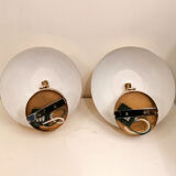 Pair of round hull wall light gold metal 1980