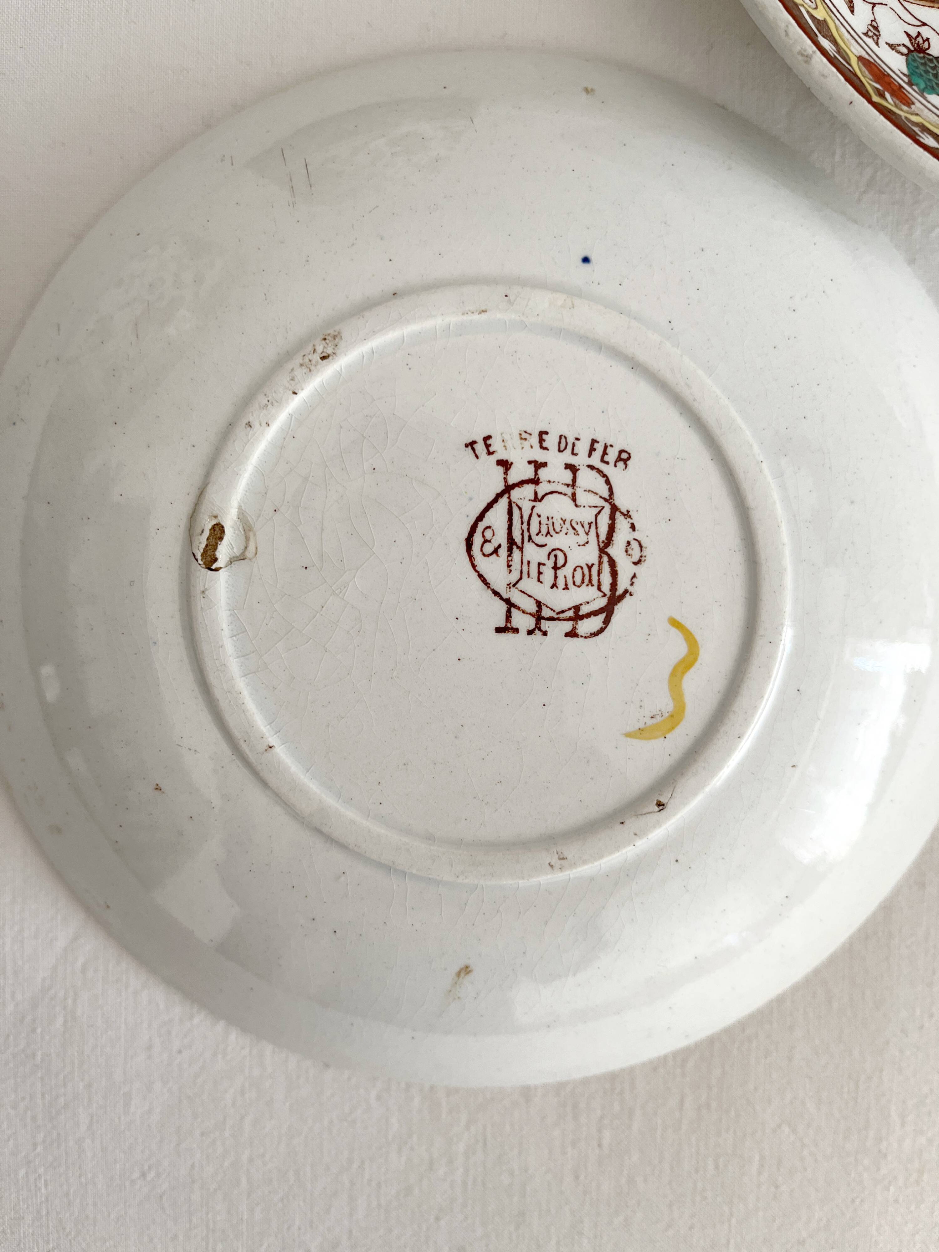 2 polychrome ironstone coffee cups Choisy le Roi