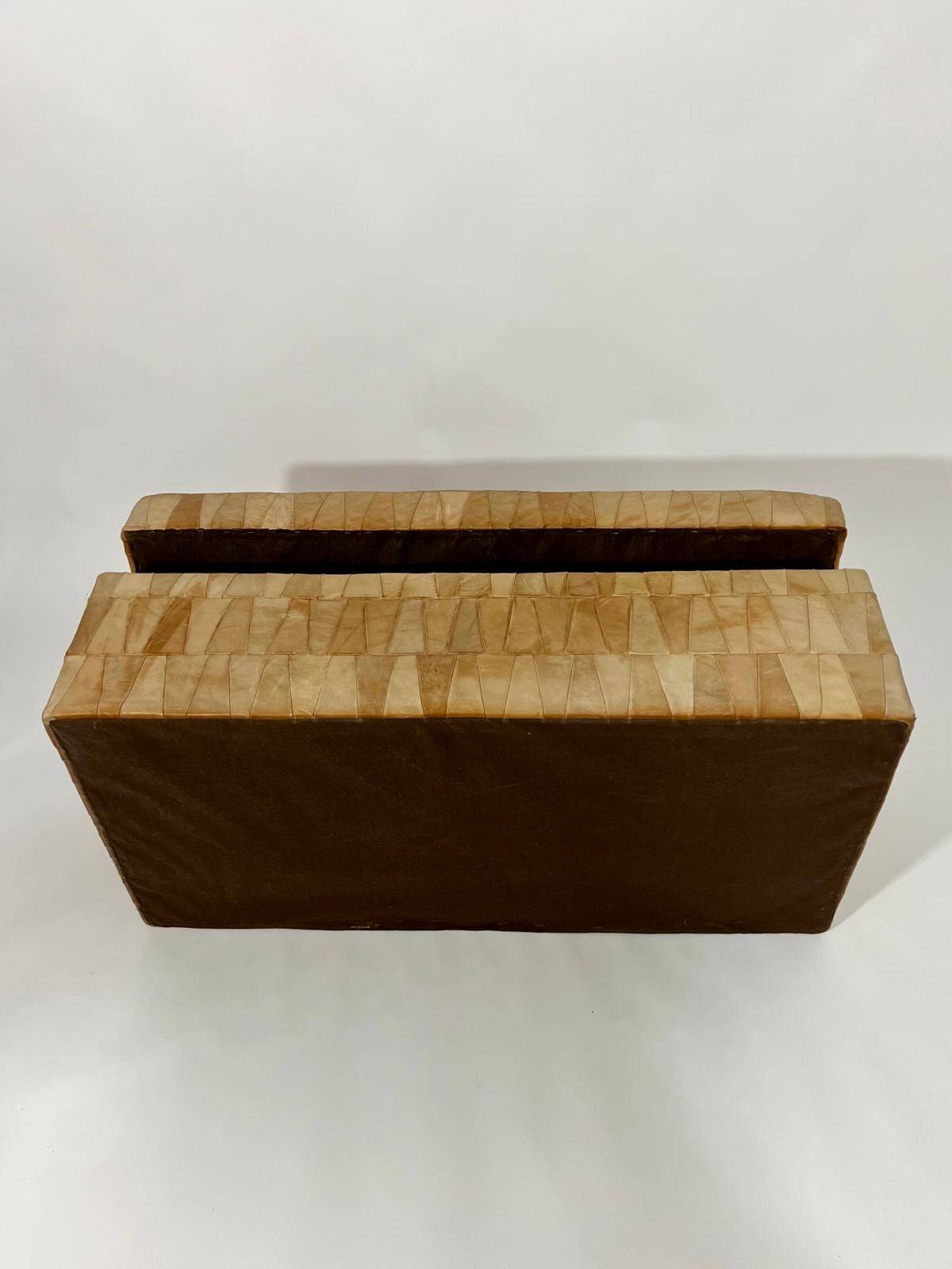 De Sede style storage bench, leather patchwork, 1970s design