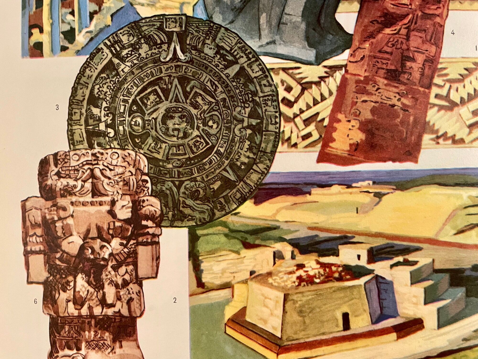 Illustrated plate on Mexican and Mayan art, 1940s-50s