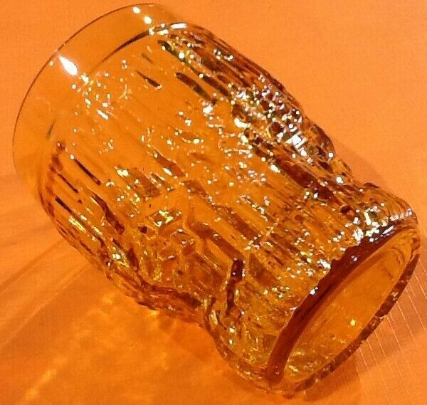 1960s 3 water glasses embossed texture Amber color Baptistin Caracous