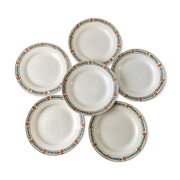 lot de 6 assiettes creuses Terre de Fer St Amand modèle ''Molière'' XXème