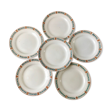 lot of 6 hollow plates Terre de Fer St Amand model "Molière" XXth