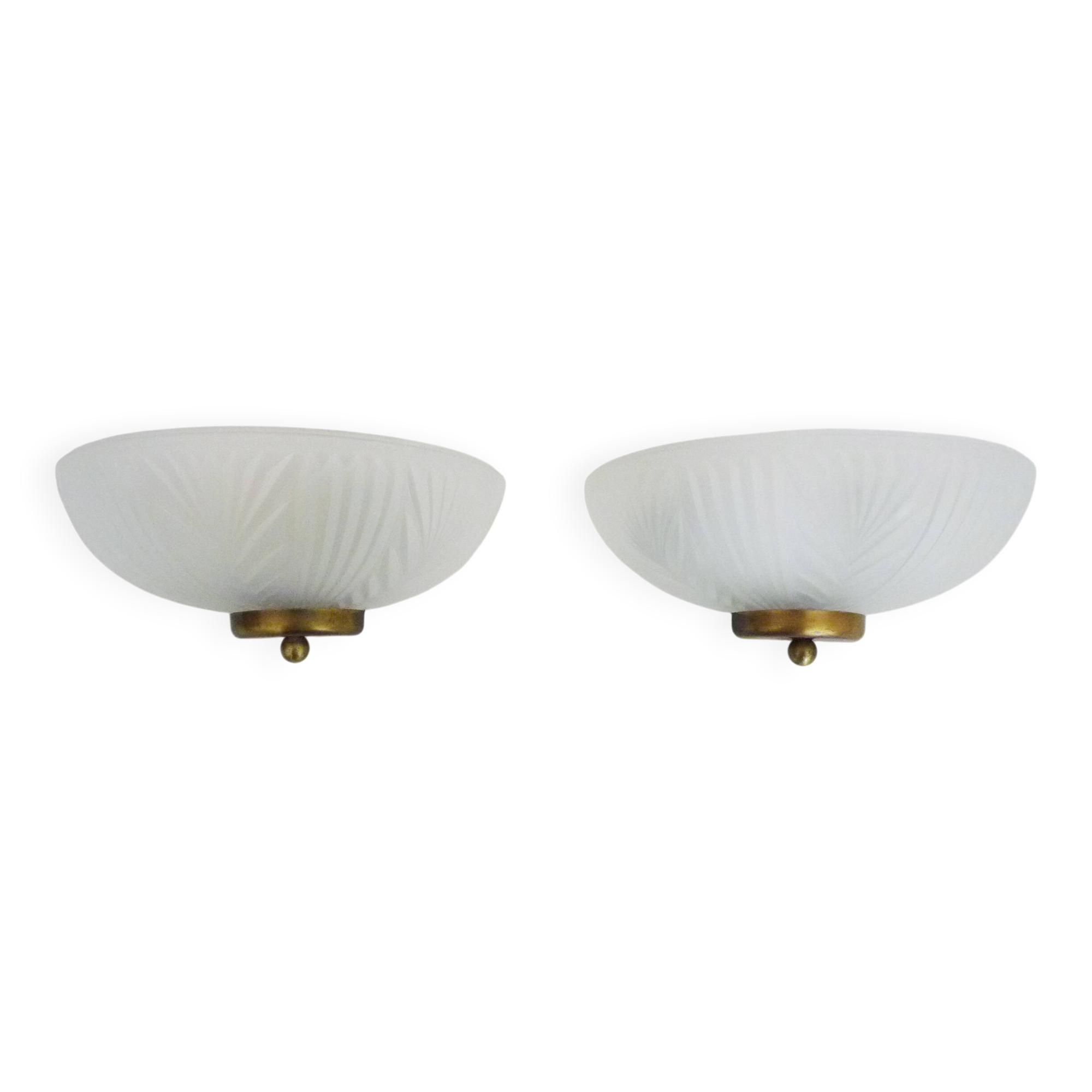 Pair of Art Deco style half-moon wall lights from the 80s