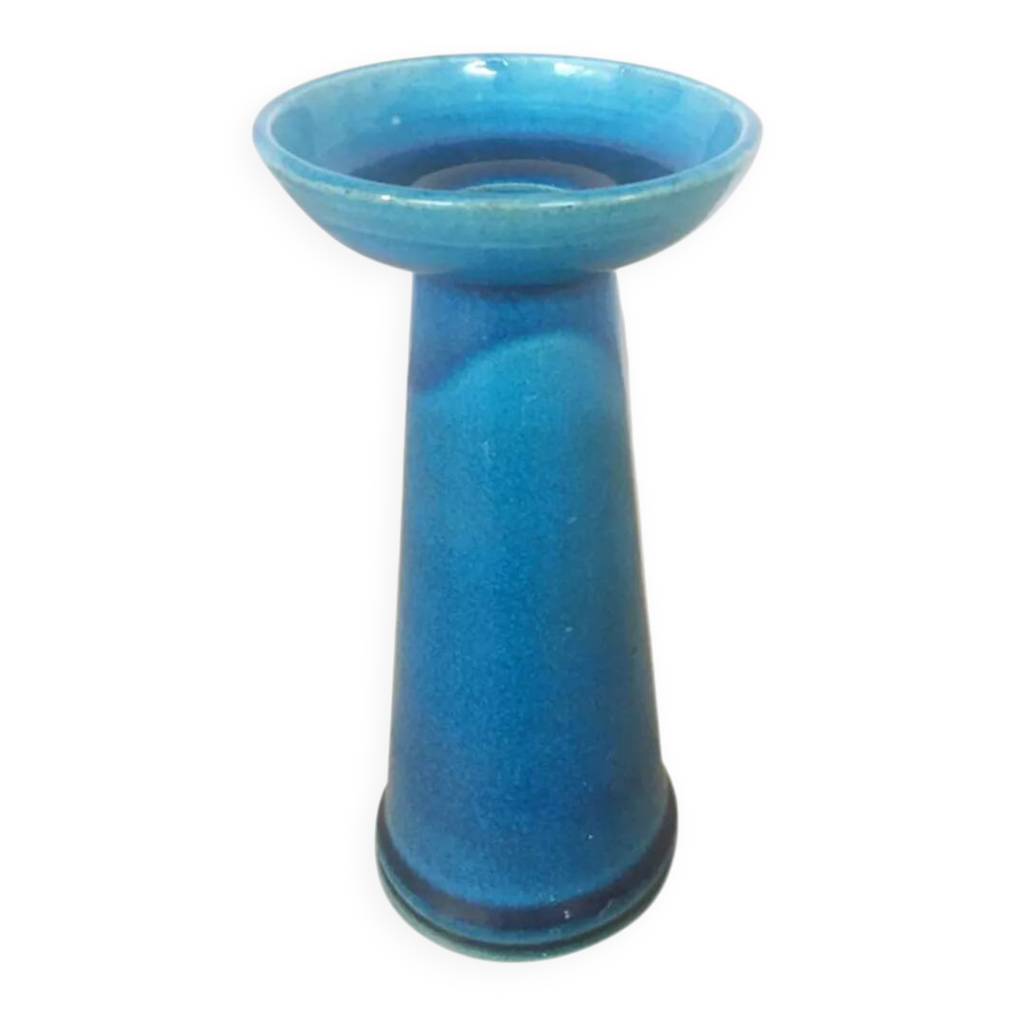 Royal blue ceramic Danish candle holder – 1970s