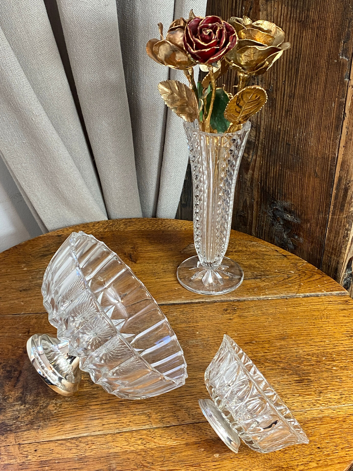 Glass and silver-plated bowls