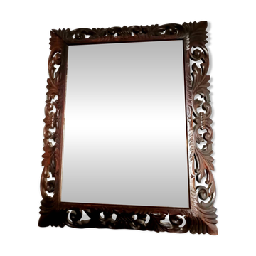 Miroir néogothique en chêne sculpté vers 1940