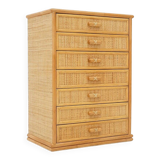 Woven wicker chest of drawers, 1980s