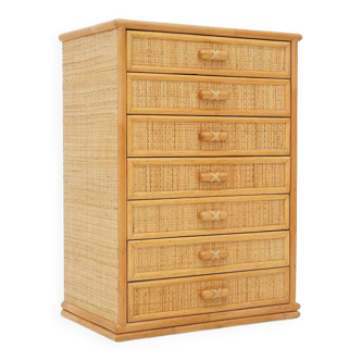 Woven wicker chest of drawers, 1980s