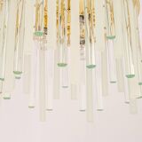 Lustre en laiton doré et baguettes en verre cristallin par C.Palme, Allemagne, années 1970