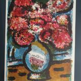 Lithographie signée à la main, Le bouquet,  Roger Crusat,  89/175