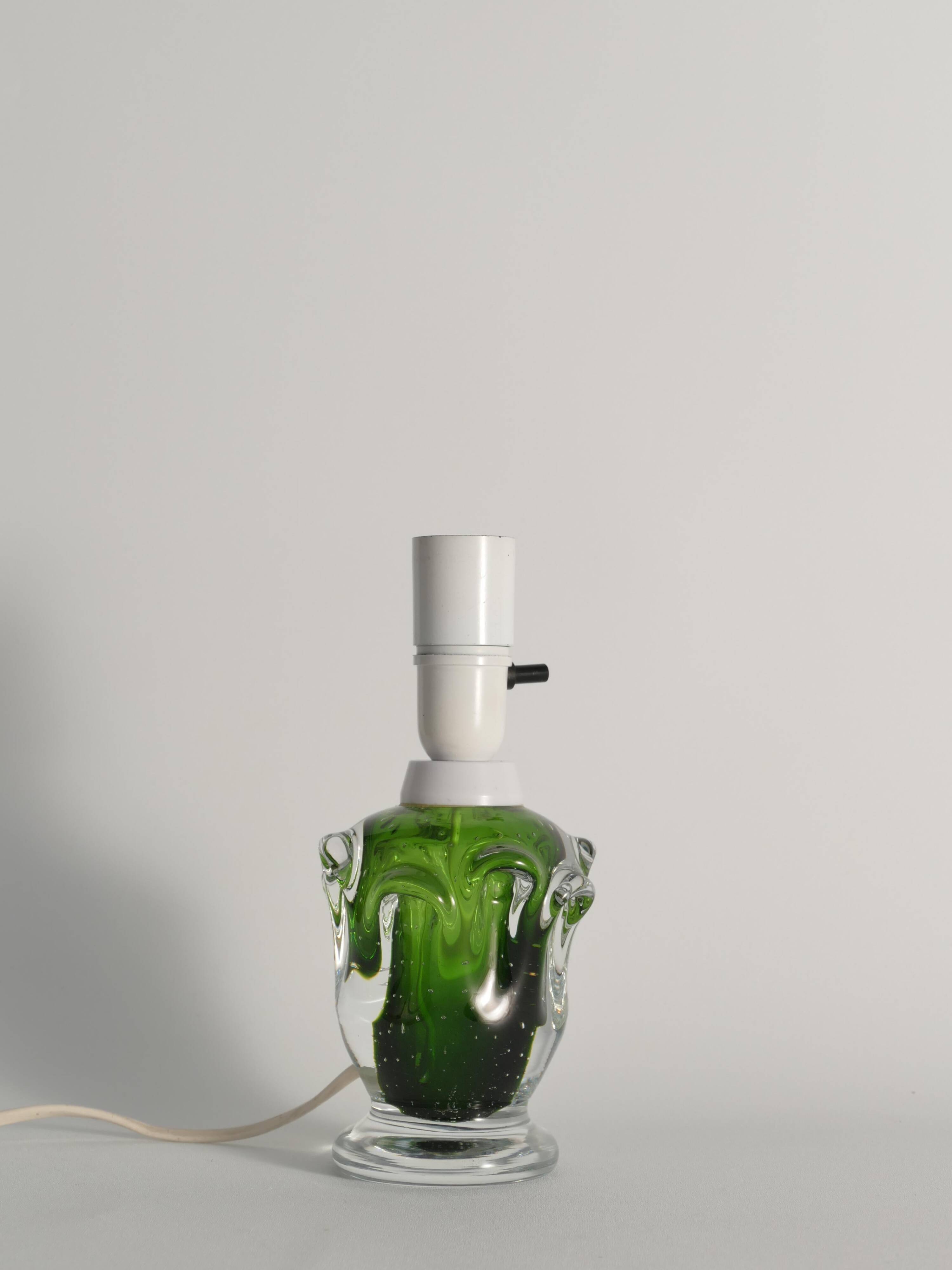 Green Glass Table Lamp Börne Augustsson, Åseda, 1950s