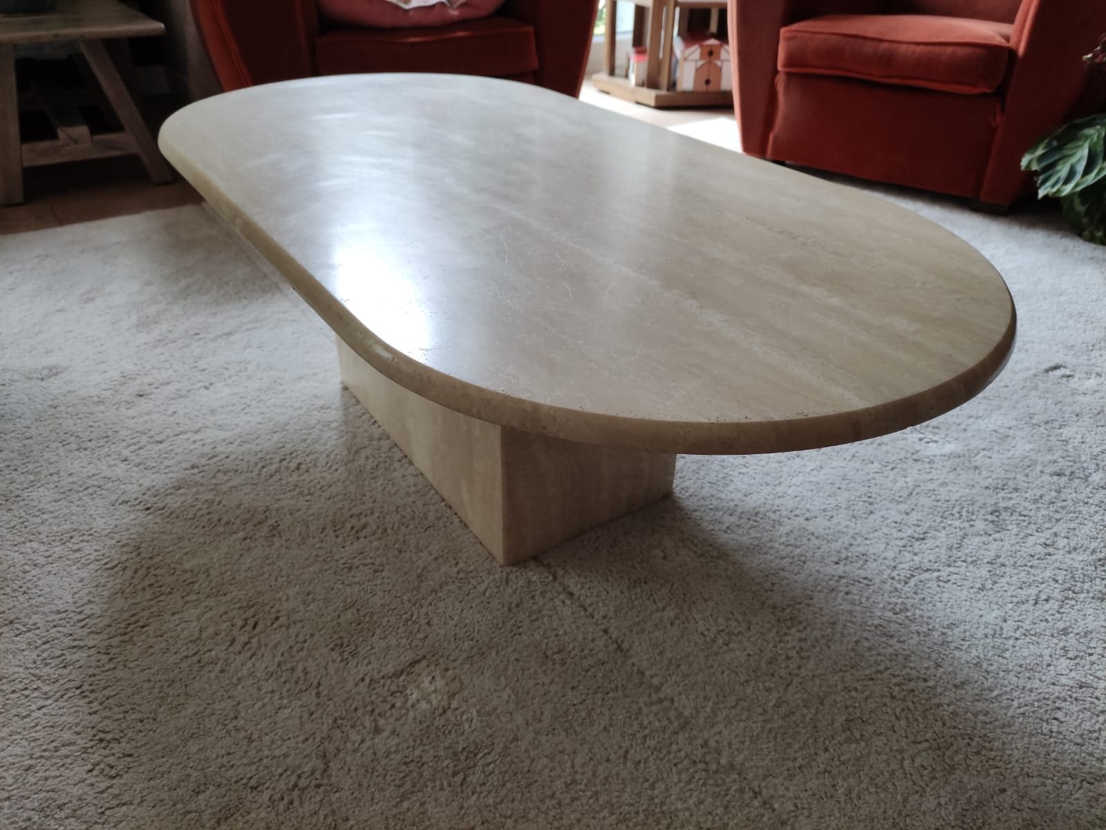 Travertine coffee table