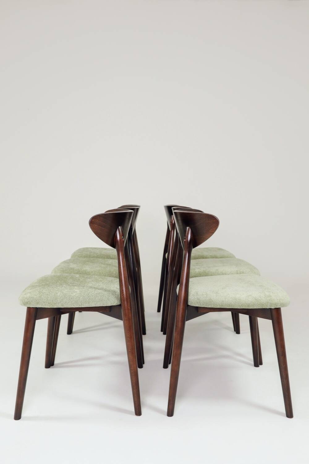 Modern set of 4 dining chairs, sage fabric