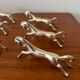 Set of 6 vintage galloping horse knife rests in silver-plated metal.