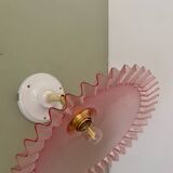 Vintage pink plastic lampshade wall light