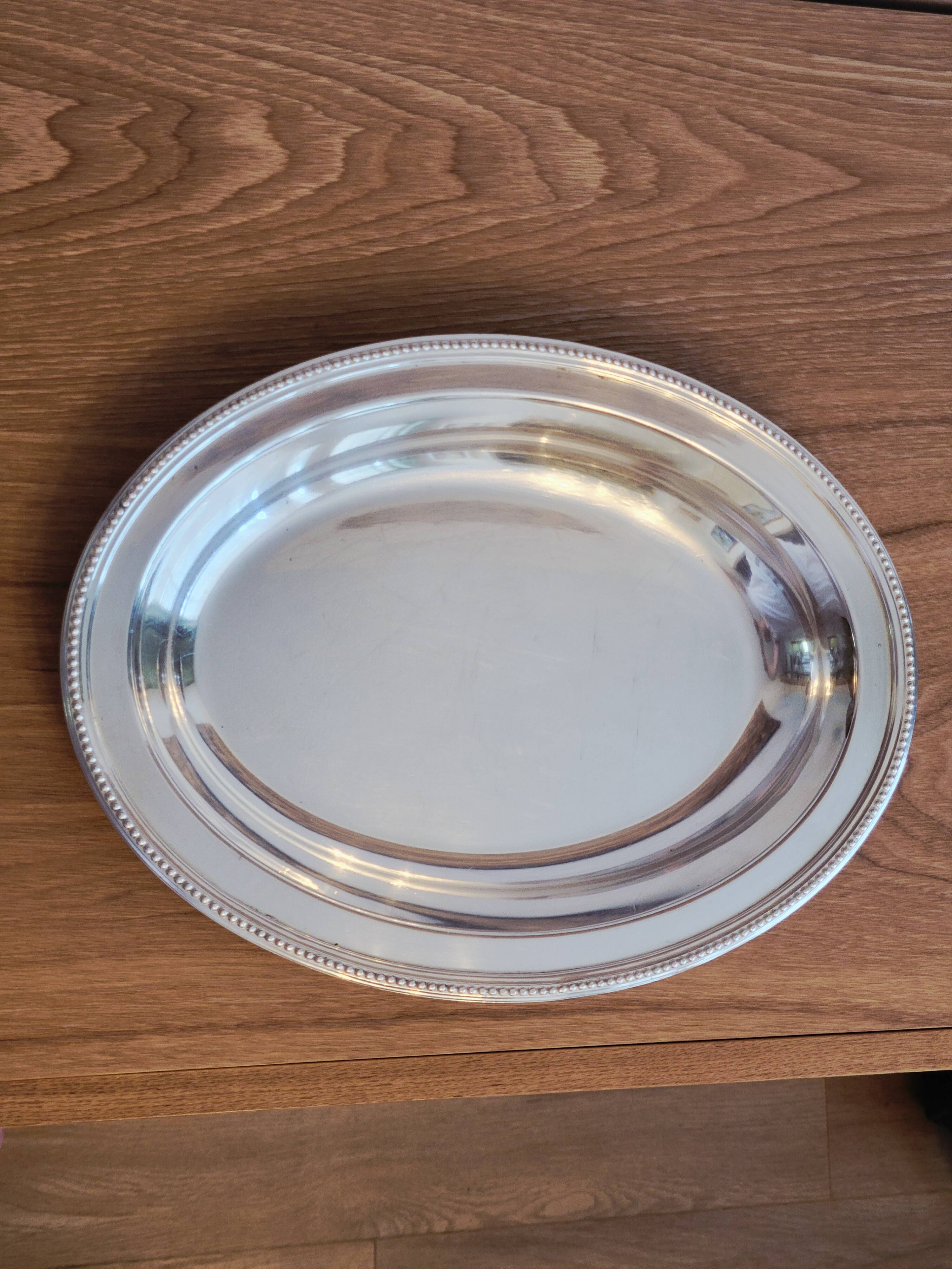 Oval Plateau Christofle Gallia In Silver-Plated Metal Beaded Frieze Basket Plaque