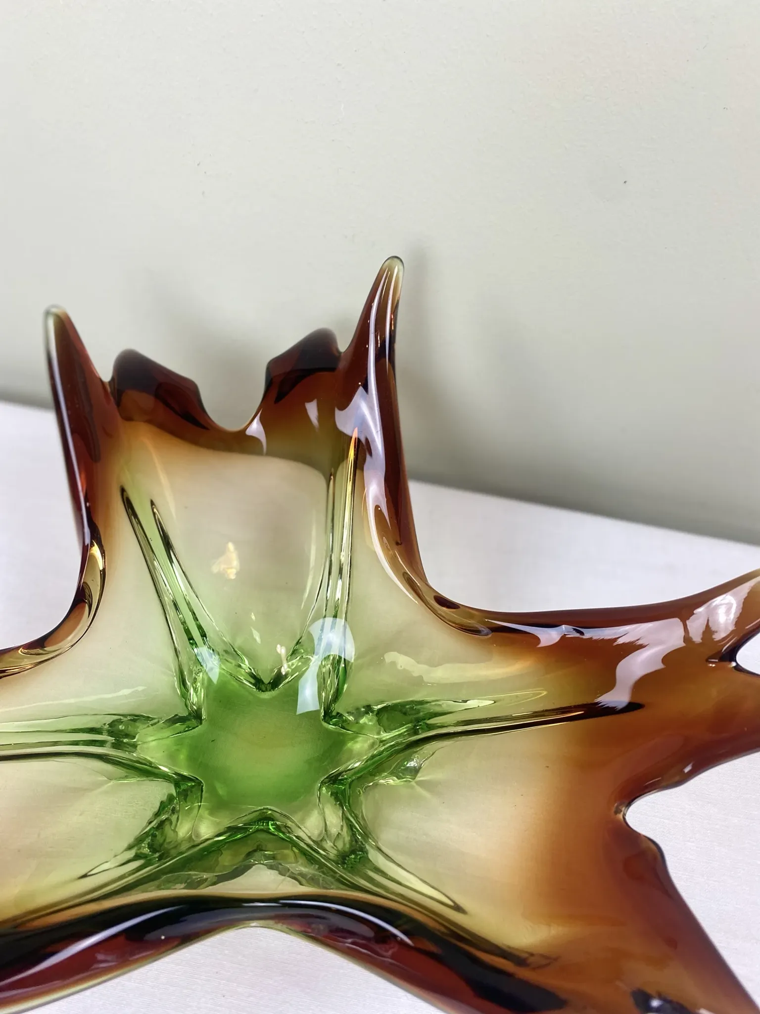 Sculptural blown glass bowl, mid-century.