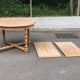 Round extendable farmhouse dining table, stripped, Louis XIII style from the 1960s.