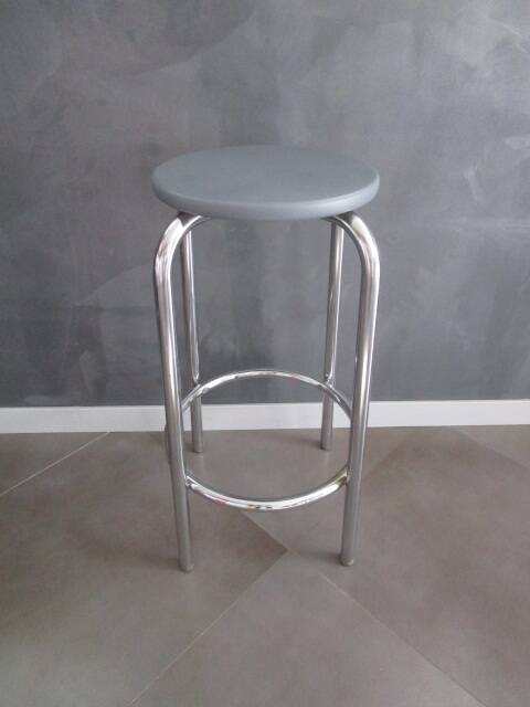 Vintage bar stool - chrome metal and wood