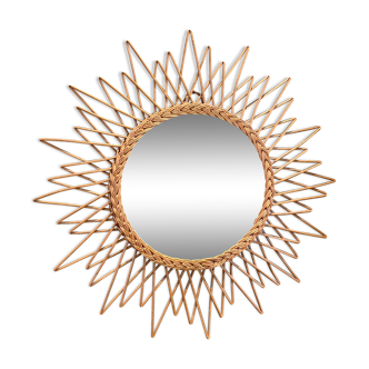 Vintage rattan sun mirror  65cm
