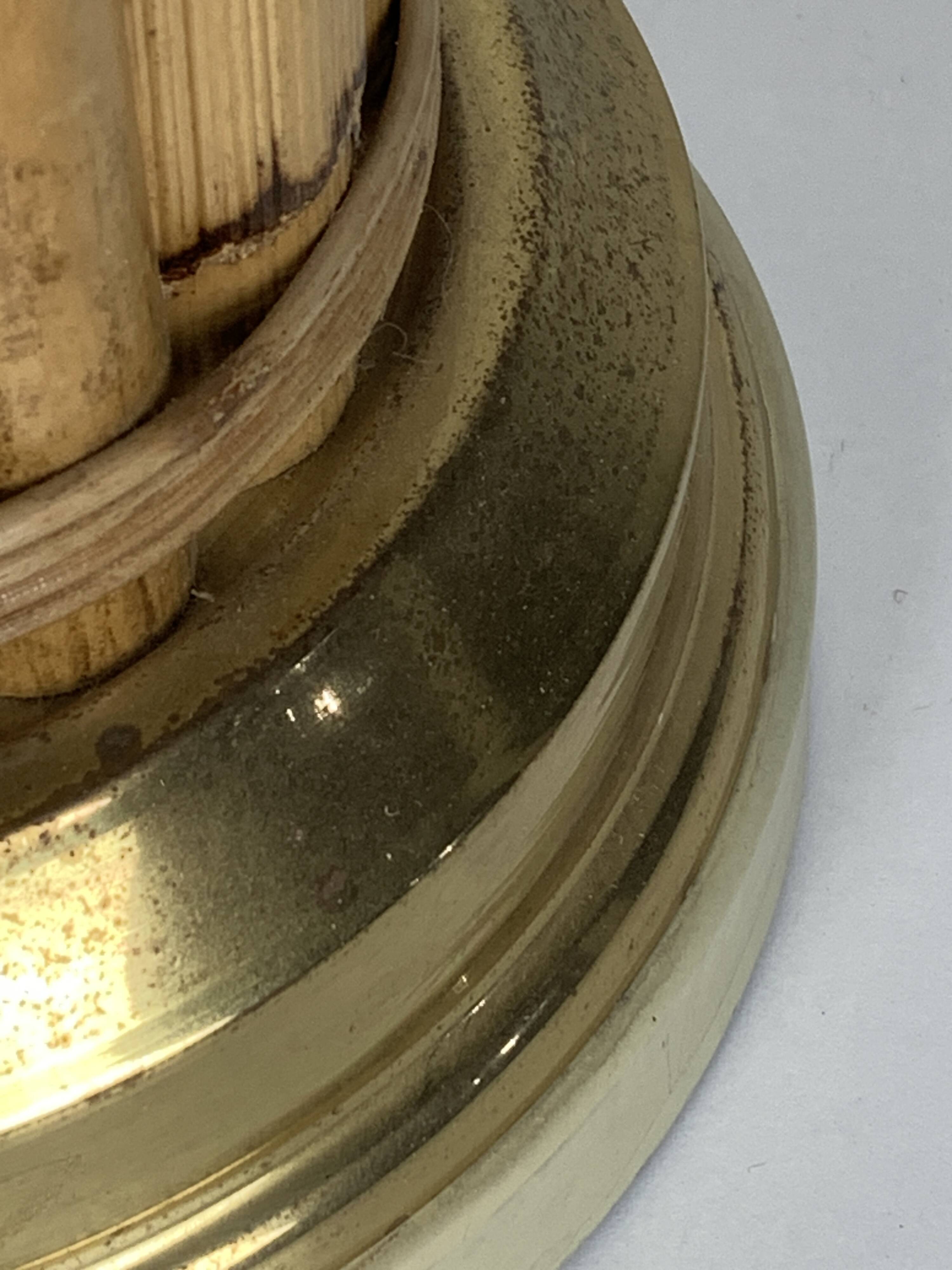 Midcentury bamboo and brass large mushroom table lamp by Leola, 1960s