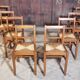 Lot de 8 chaises Reconstruction 1950 Chêne et paille
