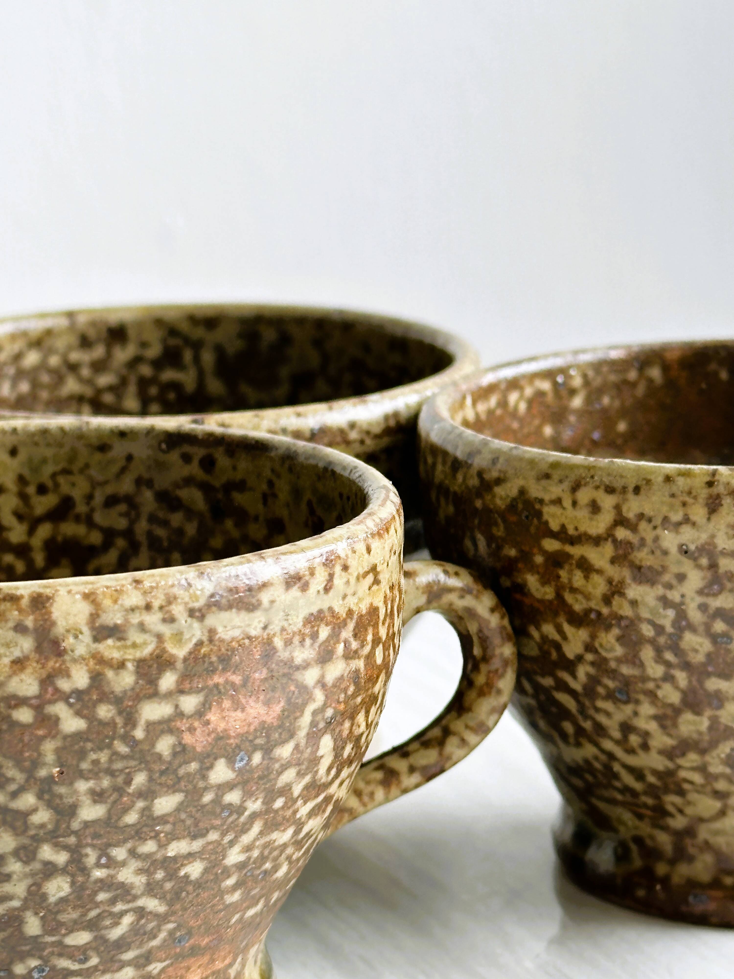 Set of 3 rustic handmade ceramic mugs