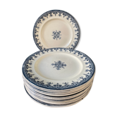 Set of 12 flat plates Terre de Fer L.G "Rouen" XIX